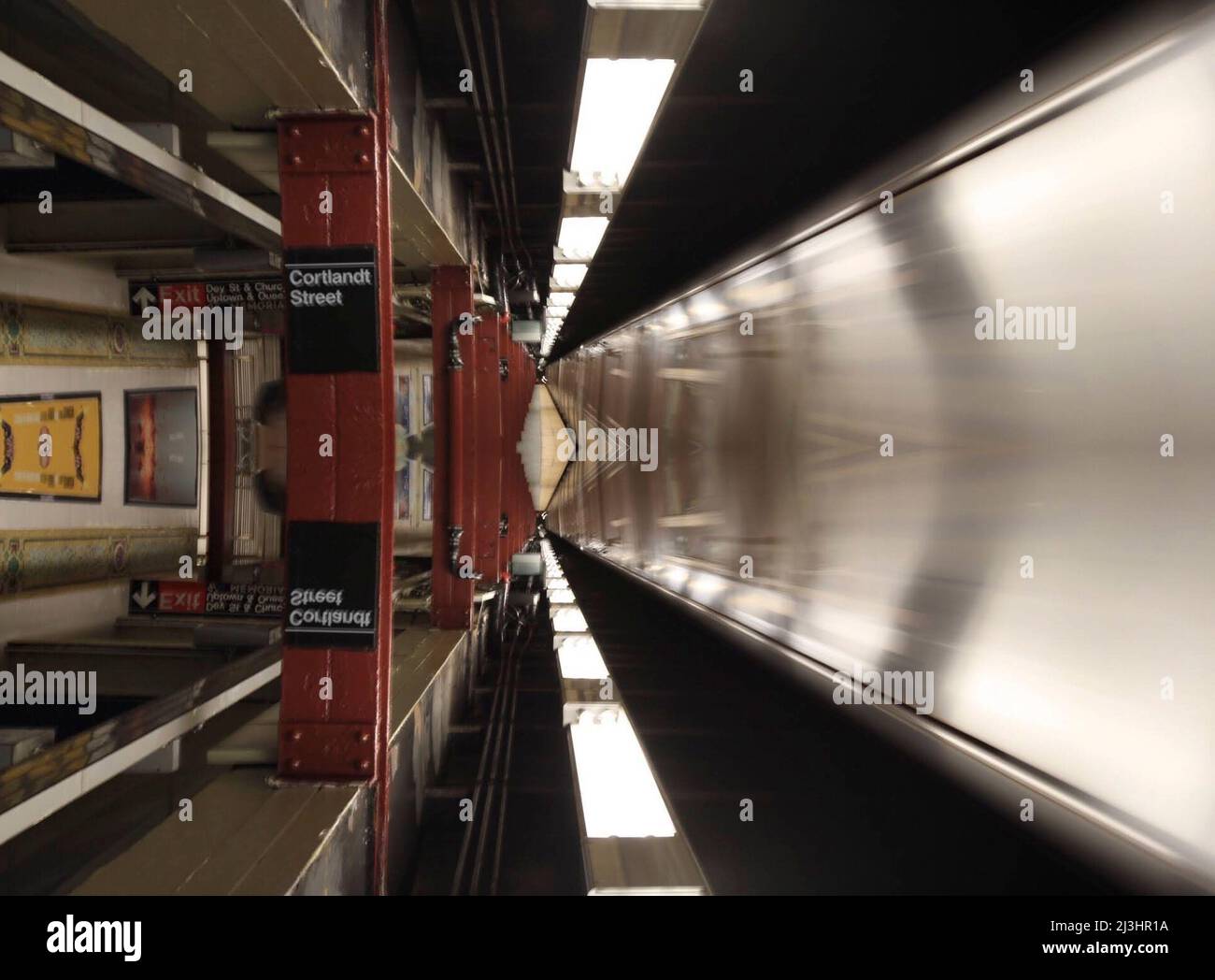 Cortlandt Street, New York City, NY, USA, alla stazione della metropolitana Foto Stock