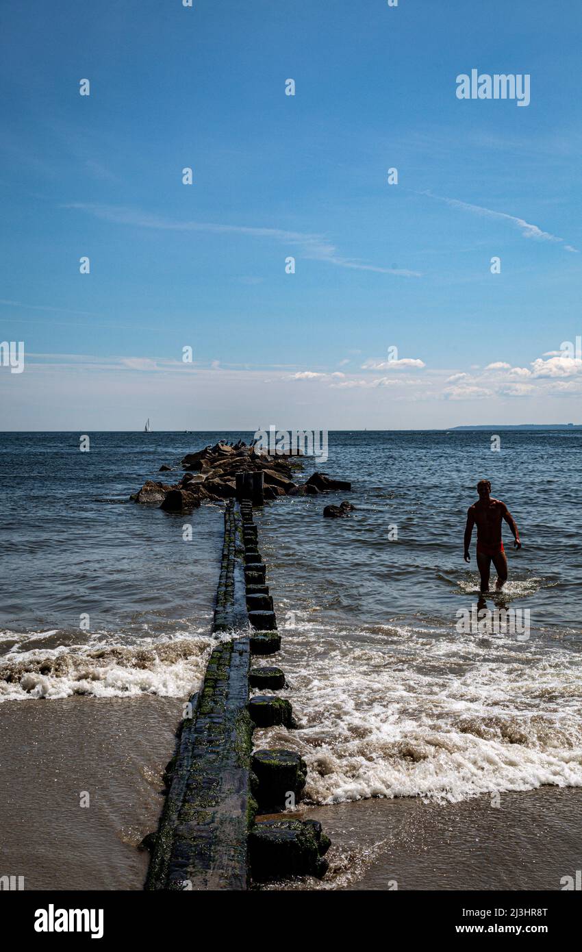 CONEY ISLAND, New York City, NY, USA, Coney Island Beach con gente Foto Stock