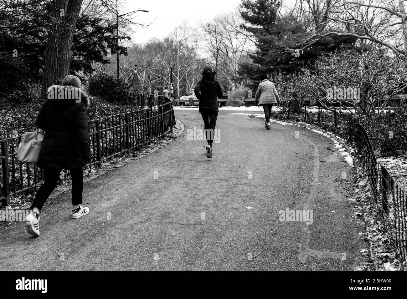 Playmates Arch, New York City, NY, USA, impressioni in un giorno d'inverno Foto Stock