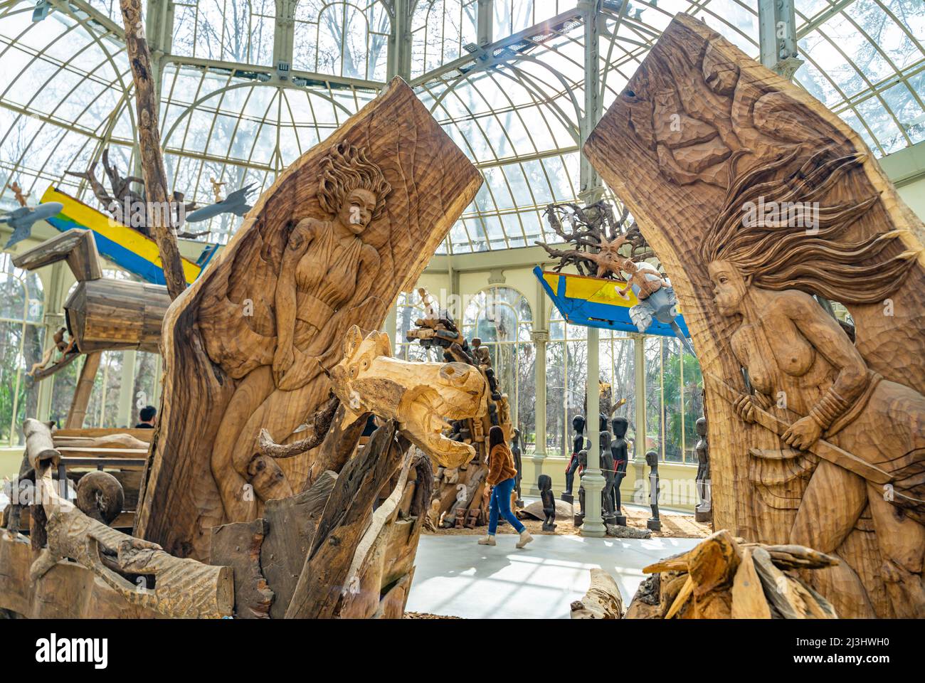 Palazzo in vetro all'interno del parco El Retiro, progettato alla fine del 19th dall'architetto Ricardo Velázquez Bosco. Madrid, Spagna Foto Stock
