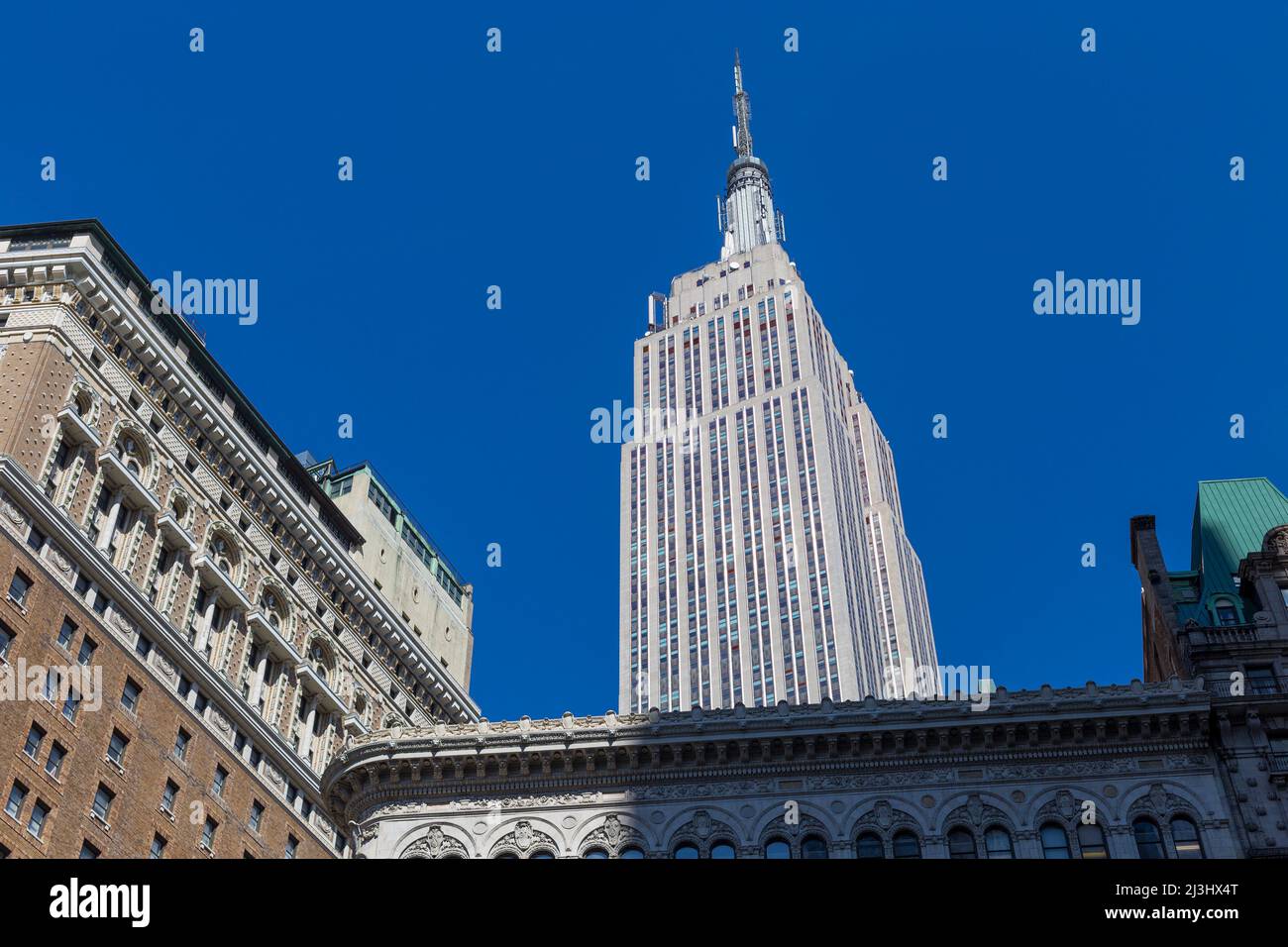 Greeley Square Park, New York City, NY, USA, Empire state Building Foto Stock