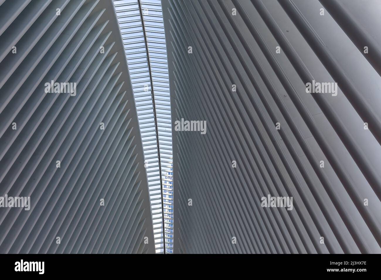 WORLD TRADE CENTER, New York City, NY, USA, World Trade Center Transportation Hub o Oculus progettato dall'architetto Santiago Calatrava nel Financial District Inside Foto Stock