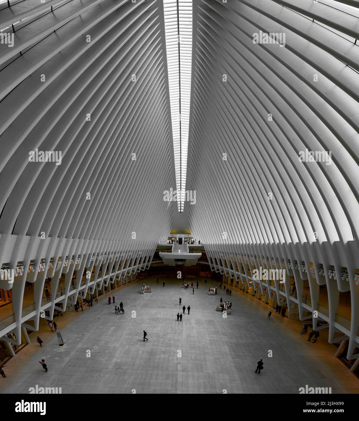 WORLD TRADE CENTER, New York City, NY, USA, World Trade Center Transportation Hub o Oculus progettato dall'architetto Santiago Calatrava nel Financial District Inside Foto Stock