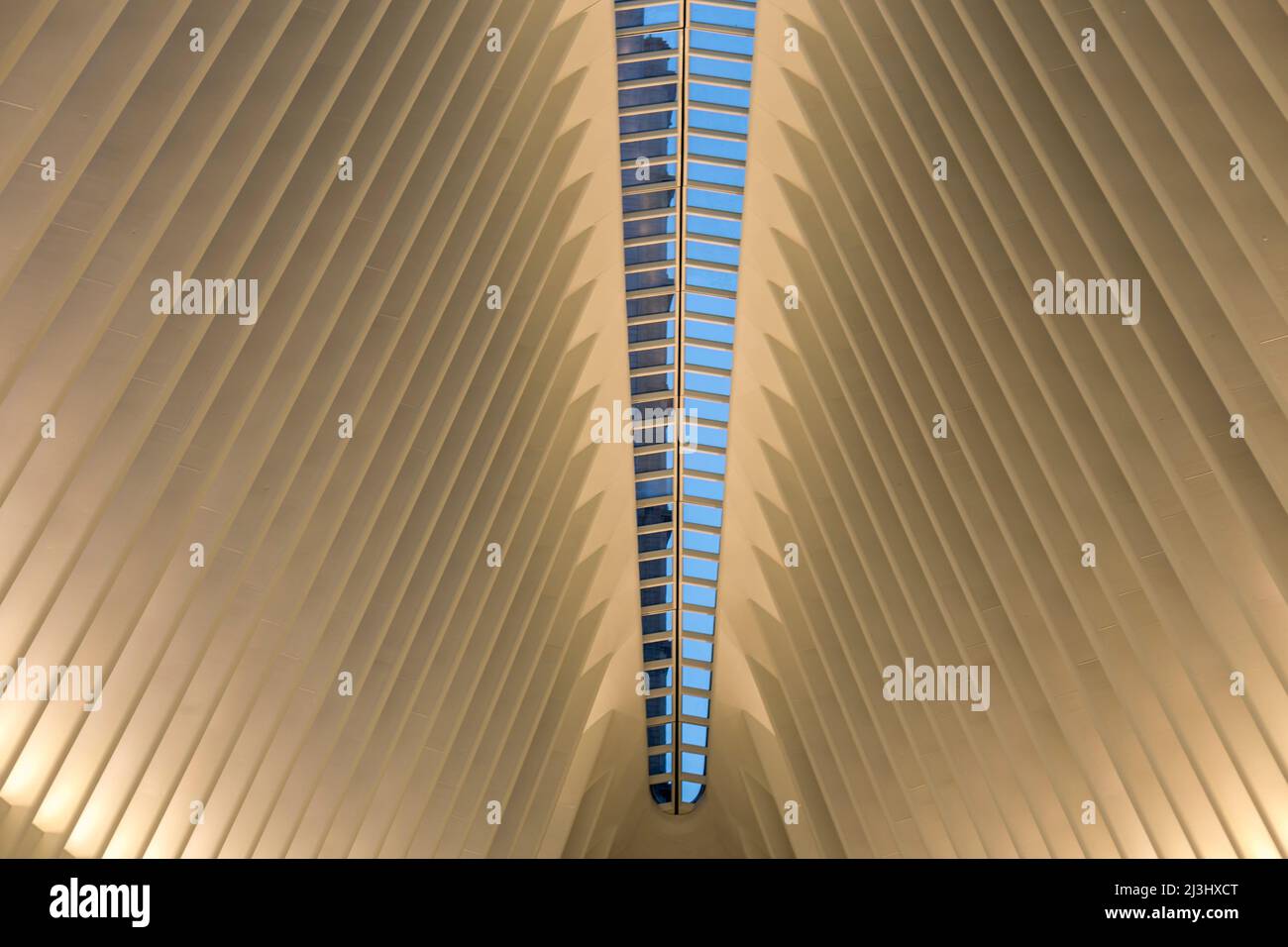 WORLD TRADE CENTER, New York City, NY, USA, World Trade Center Transportation Hub o Oculus progettato dall'architetto Santiago Calatrava nel Financial District Inside Foto Stock