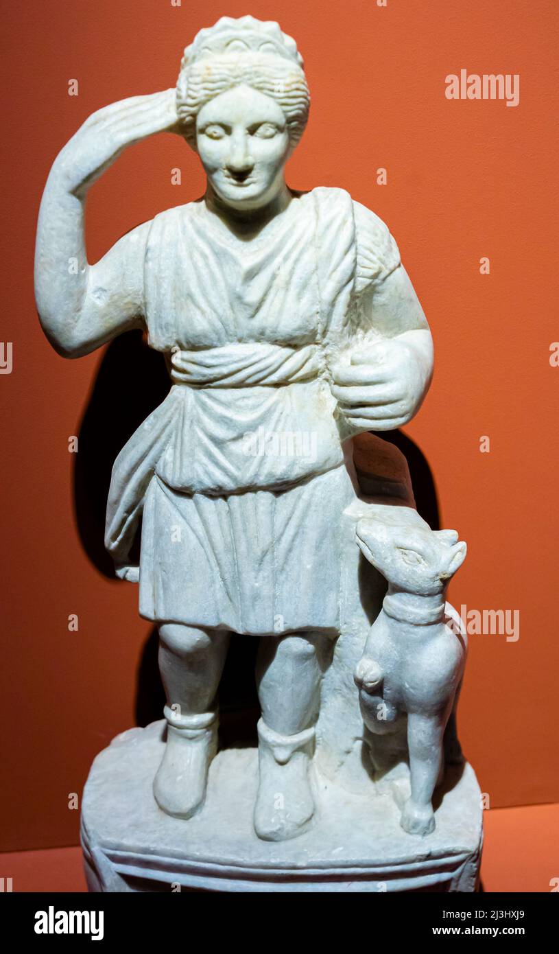 Statua della Dea Diana - depositi votivi romani a bagno termale di germisara - Geoagiu, Bai, Hunedoara, 1st - 2nd d.C. Foto Stock