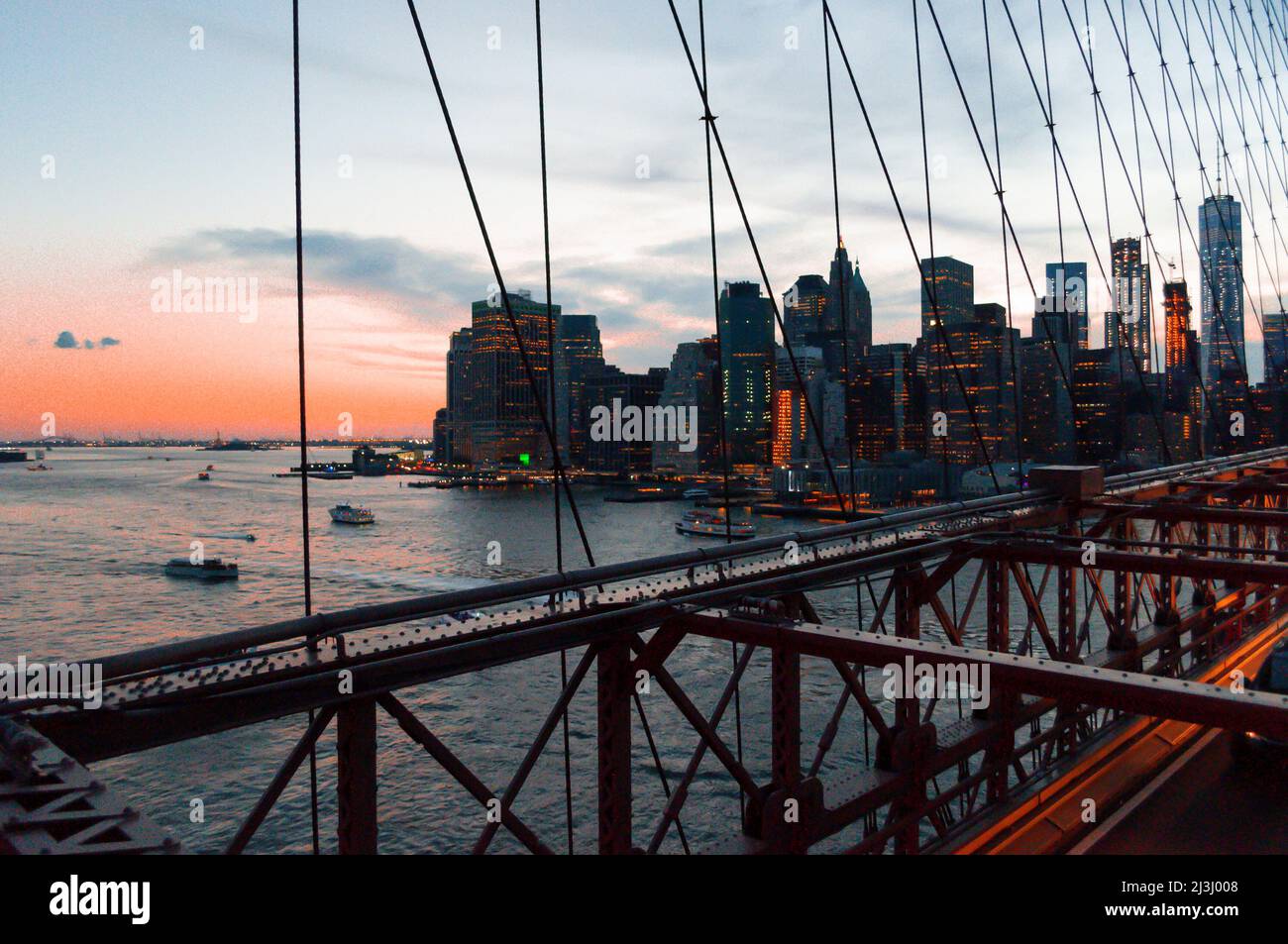 Brooklyn Heights, New York City, NY, USA, Ponte di Brooklyn sul Fiume Est Foto Stock