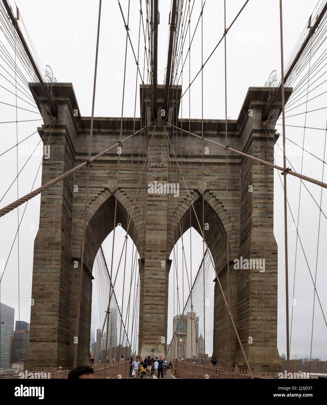 Ponte di Brooklyn, New York City, NY, USA, Ponte di Brooklyn sul Fiume Est Foto Stock