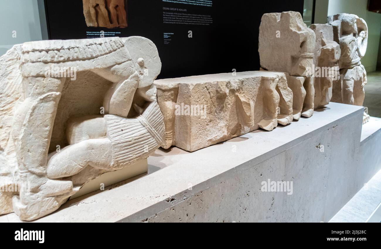 Osuna gruppo B ashraper raffiguranti guerrieri della scena di battaglia di guerra. 3rd secolo a.C. Rilievo Osuna, Siviglia, Spagna. Museo Archeologico Nazionale, Madrid. Spagna Foto Stock
