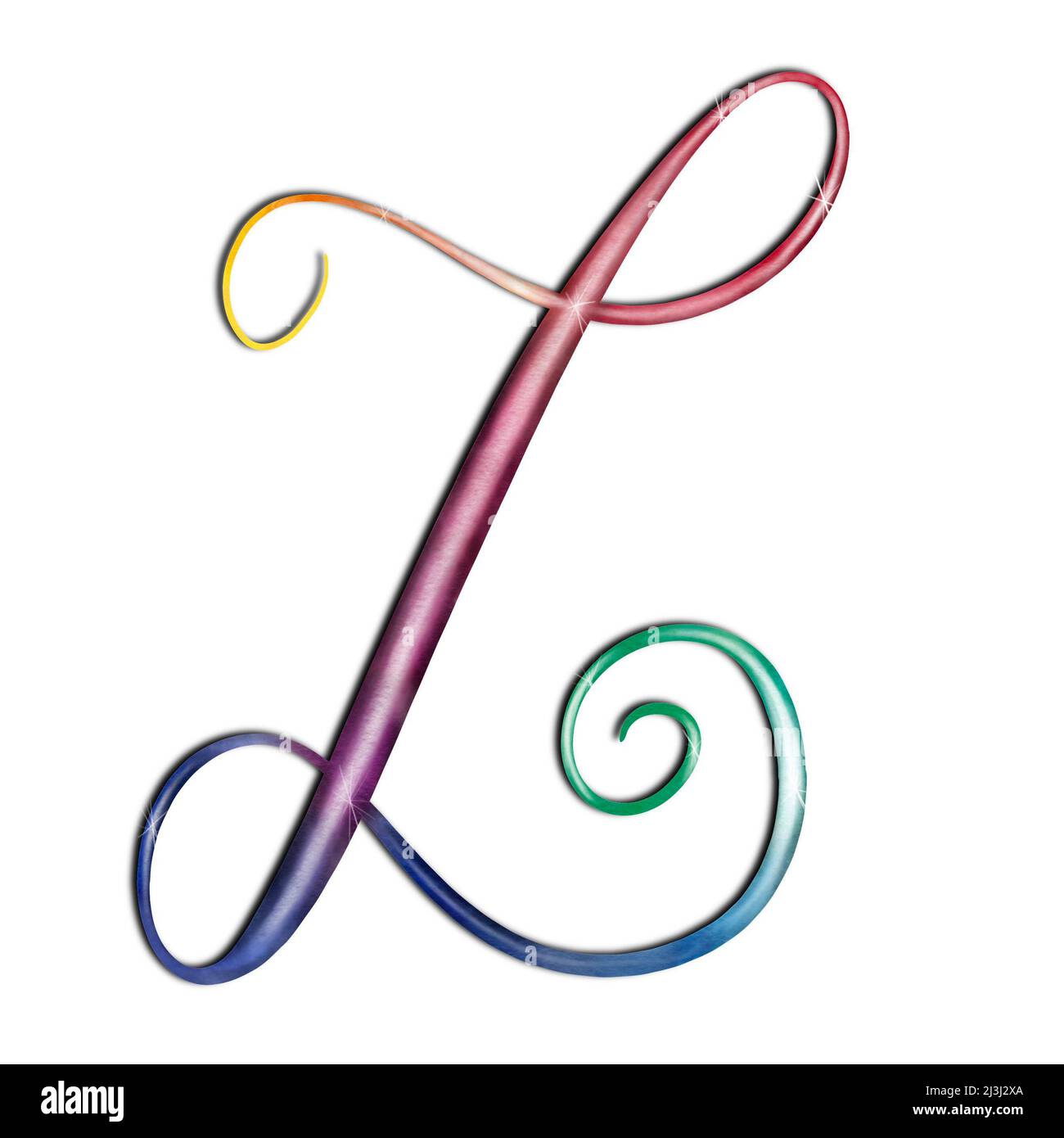 acquerello letter z con effetto lucentezza Foto Stock