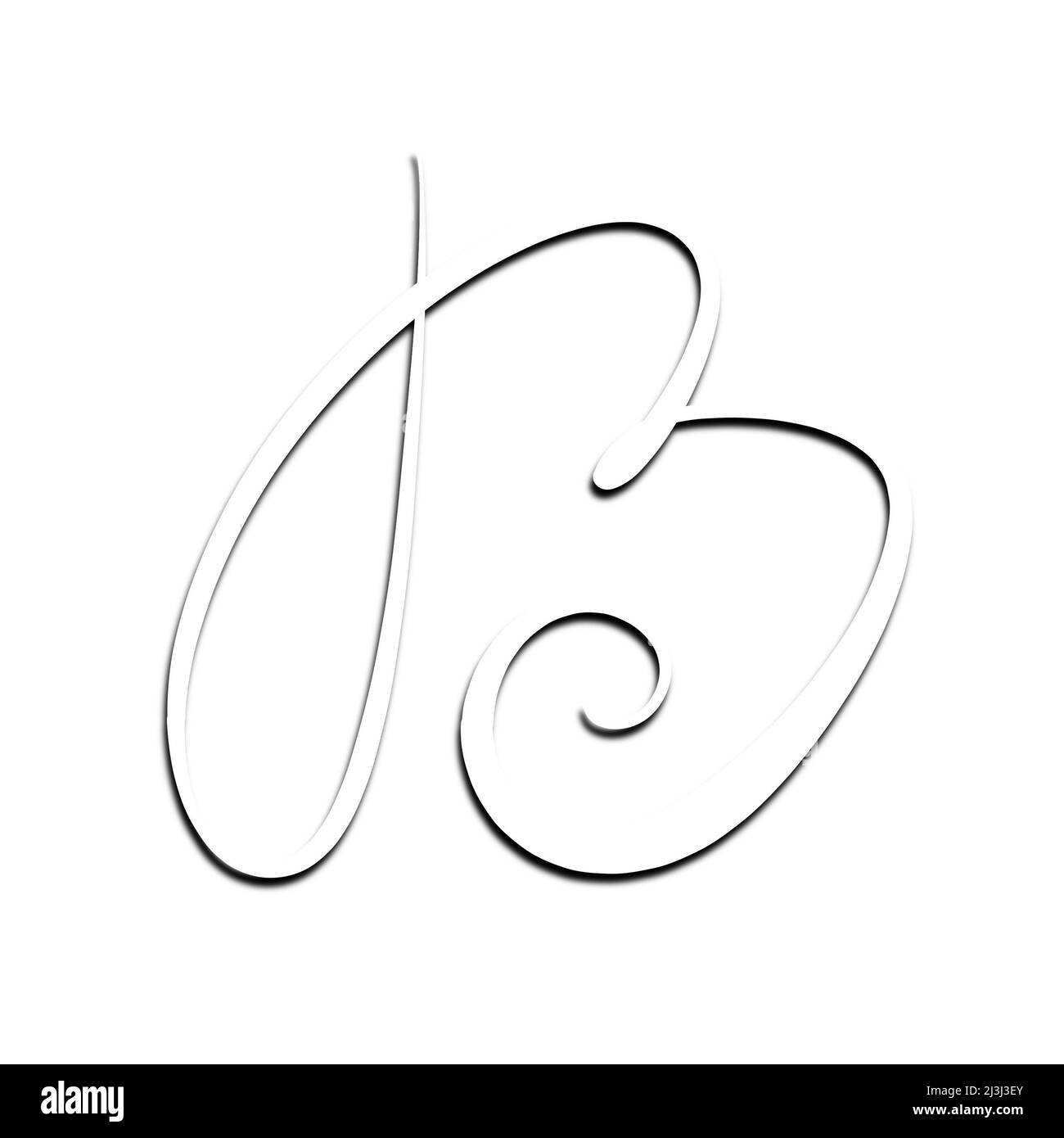 lettera b bianca con ombra Foto Stock