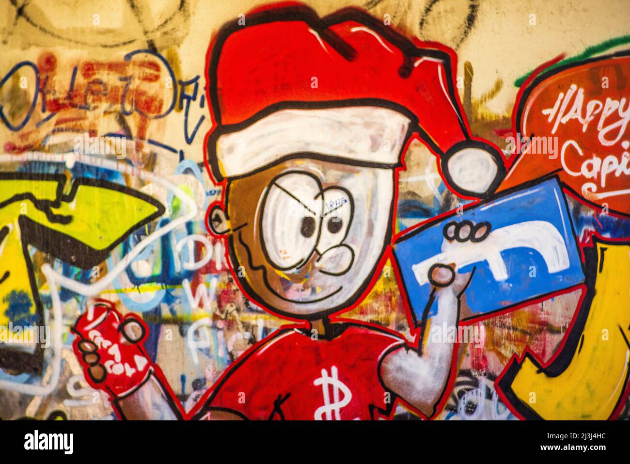 Adesivo Murale Foro Nel Muro Con Graffiti Colorati - 6 Misure - Made In Germany