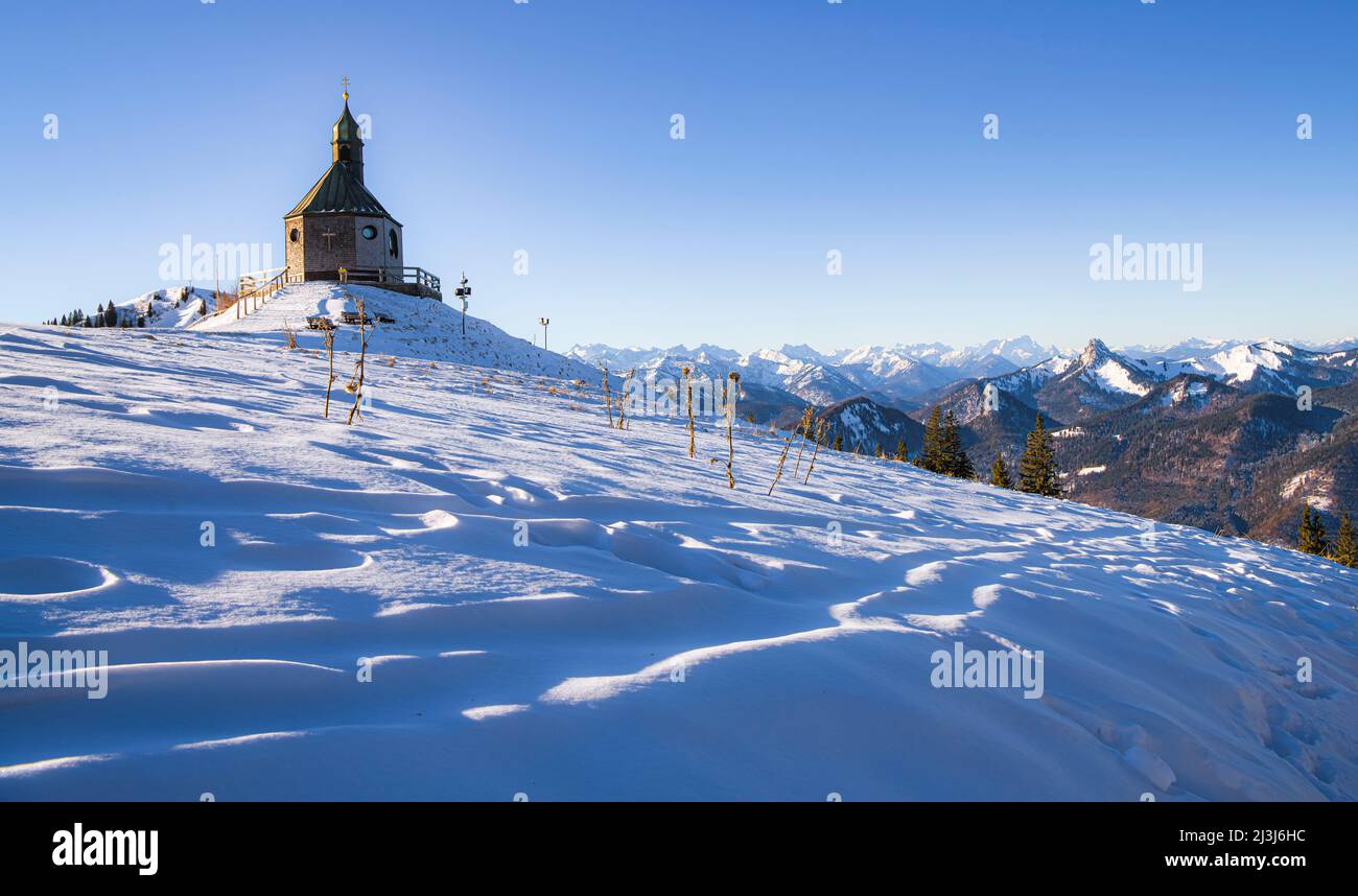 Cappella di Wallberg Santa Croce, Rottach-Egern, Monti Mangfall, alta Baviera, Germania, Europa Foto Stock
