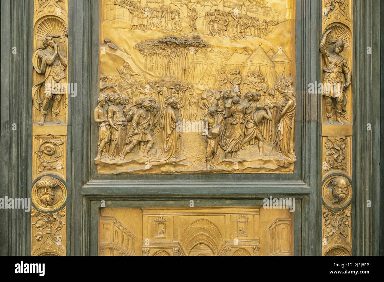 Ghiberti Paradise Battistero Bronzo porta, Duomo Santa Maria del Fiore, Firenze, Toscana, Italia Foto Stock