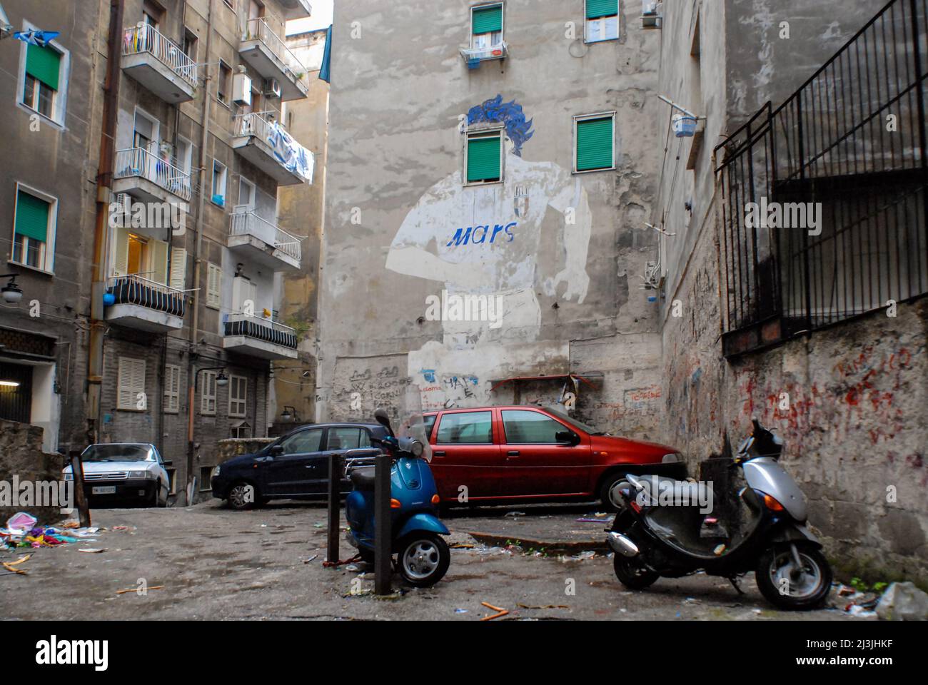 Napoli, Italia 11/01/2008: Rione Montecalvario, murale 'U Maradona'. ©Andrea Sabbadini Foto Stock