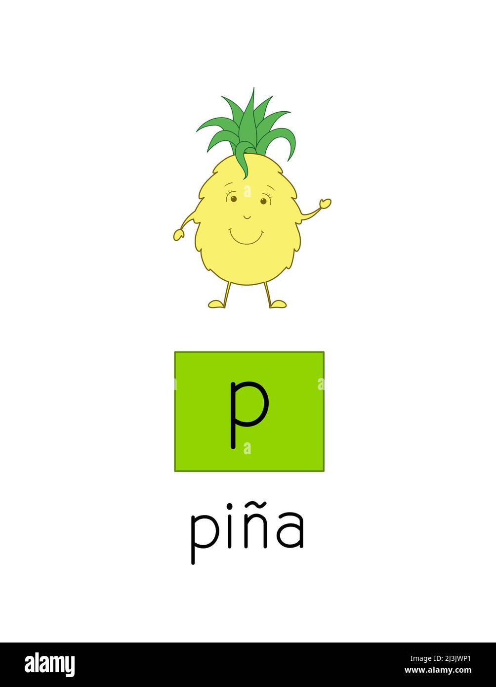 ananas in spagnolo, parole di base per i bambini Foto Stock