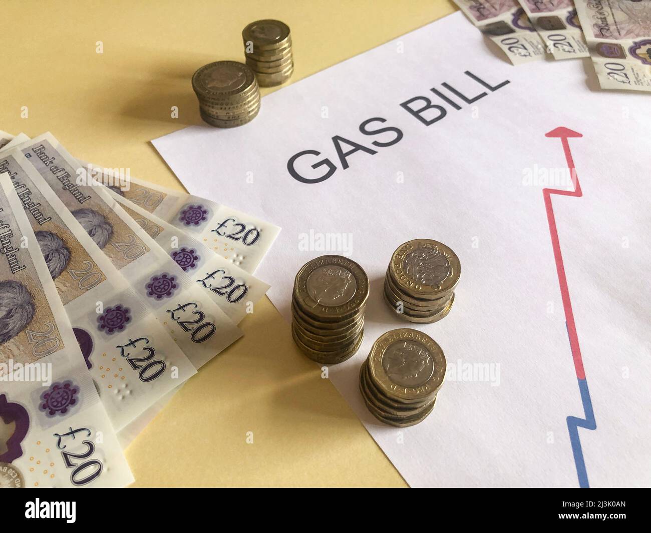 la bolletta del gas si insinua implicando il massiccio aumento dei costi di riscaldamento e carburante nella valuta del regno unito nessuno Foto Stock