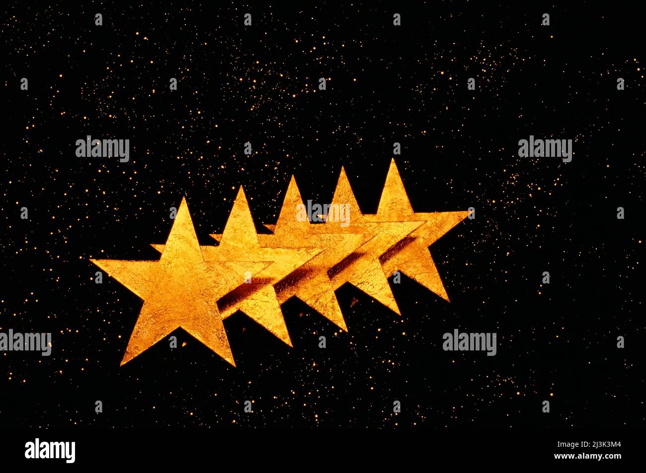 Cinque stelle d'oro nello spazio Foto Stock