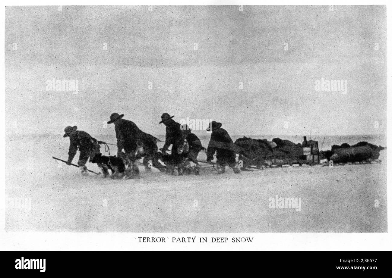 Foto a mezzitoni del 'Terrore Party' di Robert Falcon Scott durante la spedizione Discovery in Antartide nel 1902 Foto Stock