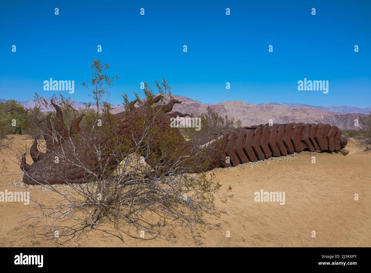 Il serpente di Borrego Springs è la scultura più grande della vita di Ricard Breceda nei prati della Galleta nella città di Borrego Springs, California. Foto Stock