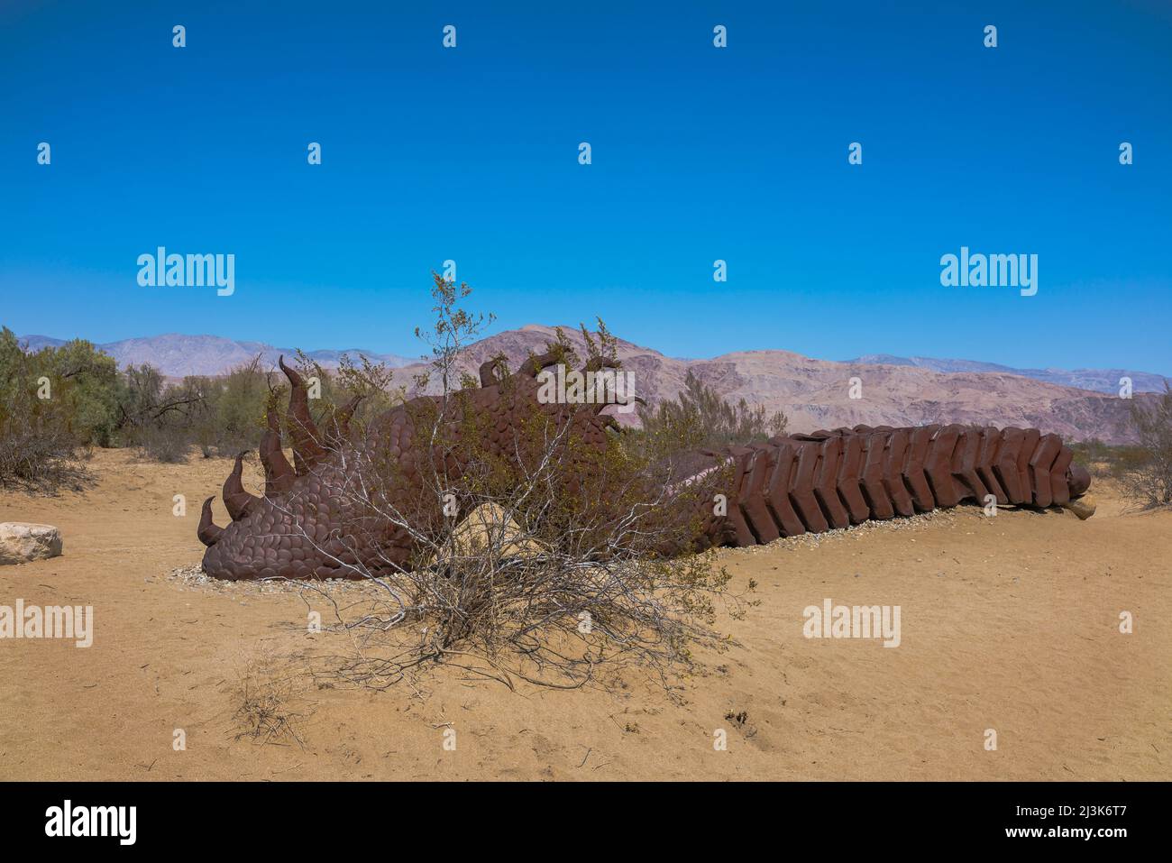 Il serpente di Borrego Springs è la scultura più grande della vita di Ricard Breceda nei prati della Galleta nella città di Borrego Springs, California. Foto Stock