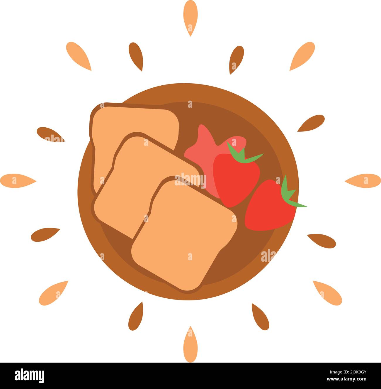 Icona astratta sandwich succosa con marmellata di fragole isolato su sfondo bianco - illustrazione Vector Illustrazione Vettoriale
