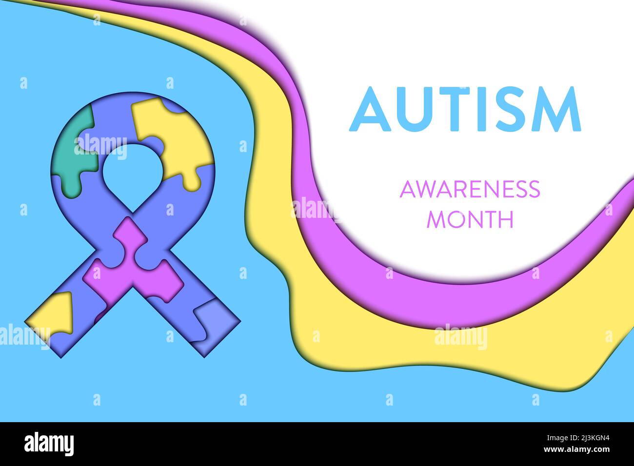 Nastro di consapevolezza dell'autismo, illustrazione concettuale Foto Stock