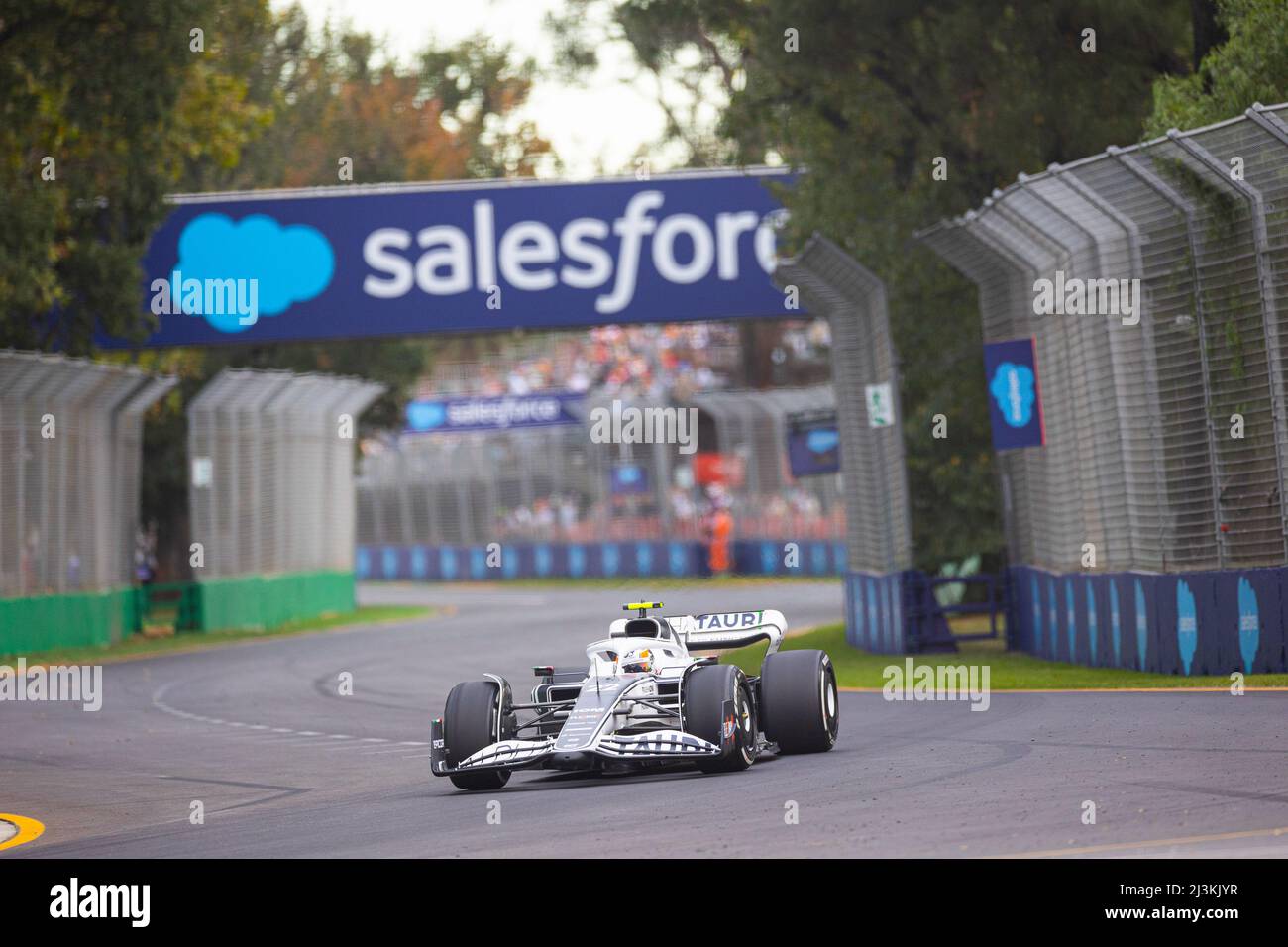 Melbourne, Australia. 08th Apr 2022. Yuki Tsunoda del Giappone guida la Scuderia AlphaTauri numero 22 AT03 durante la pratica davanti al Gran Premio d'Australia 2022 al circuito Albert Park Grand Prix. Credit: SOPA Images Limited/Alamy Live News Foto Stock