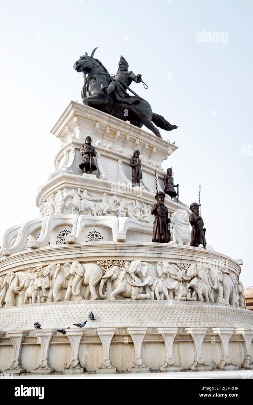 Statua di Maharaja Ranjit Singh in India; Amritsar, Punjab, India Foto Stock