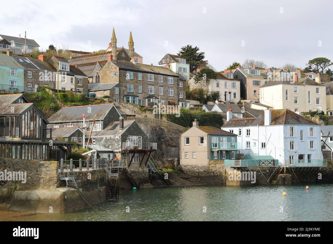 Vista della città di Cornish Fowey da Polruan, Regno Unito Foto Stock