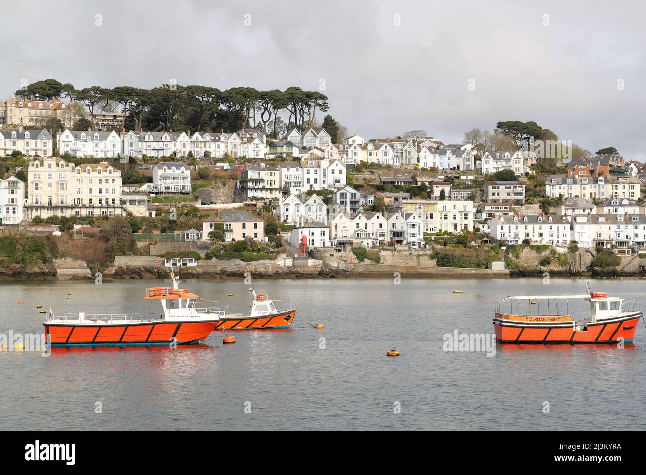 Vista della città di Cornish Fowey da Polruan, Regno Unito Foto Stock
