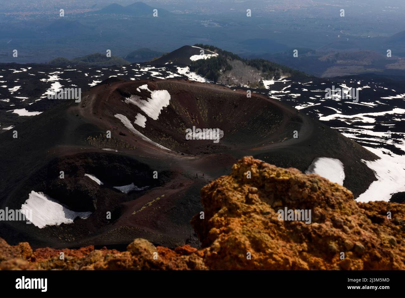 Etna, il più grande vulcano attivo d'Italia; Sicilia, Italia. Foto Stock