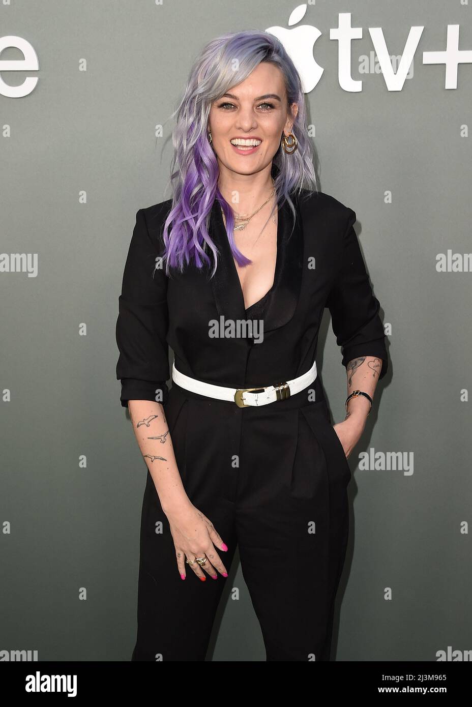 Los Angeles, Stati Uniti. 08th Apr 2022. Frankie Shaw ha camminato sul tappeto rosso all'evento di proiezione finale della Apple Original Series 'Severance' al DGA Theatre di Los Angeles, CA, il 8 aprile 2022. (Foto di Scott Kirkland/Sipa USA) Credit: Sipa USA/Alamy Live News Foto Stock