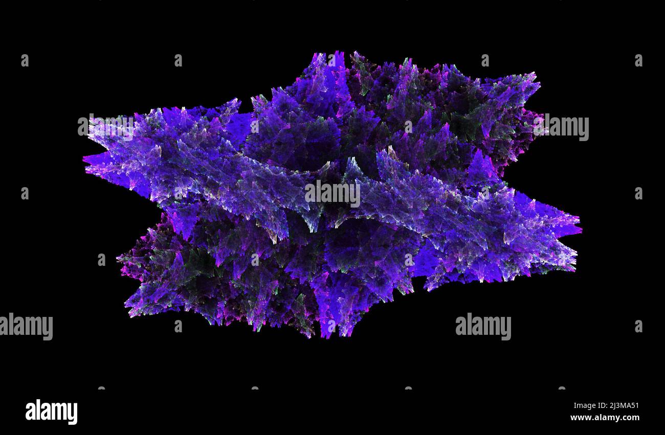 Illustrazione astratta del frattale incandescente su sfondo nero. 3d rendering Foto Stock