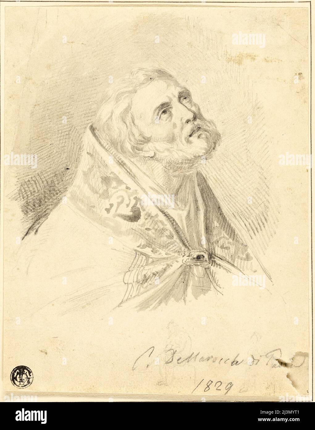 Busto di Vescovo Saint, con lievi disegni figurativi, 1829. Foto Stock