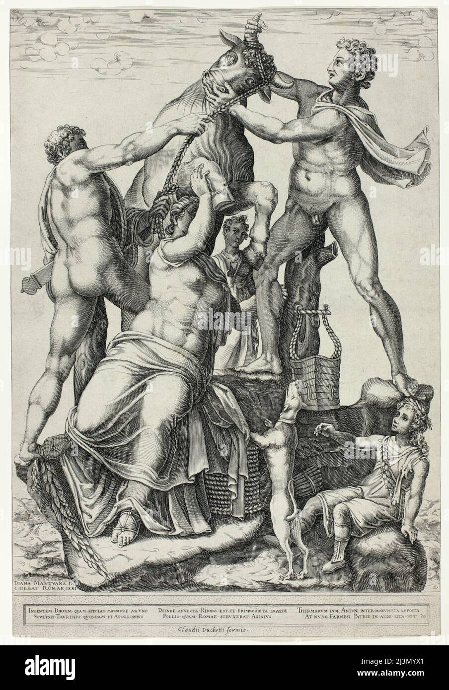 Il toro Farnese con Dirce, Zetus e Amphion, 1581. Foto Stock