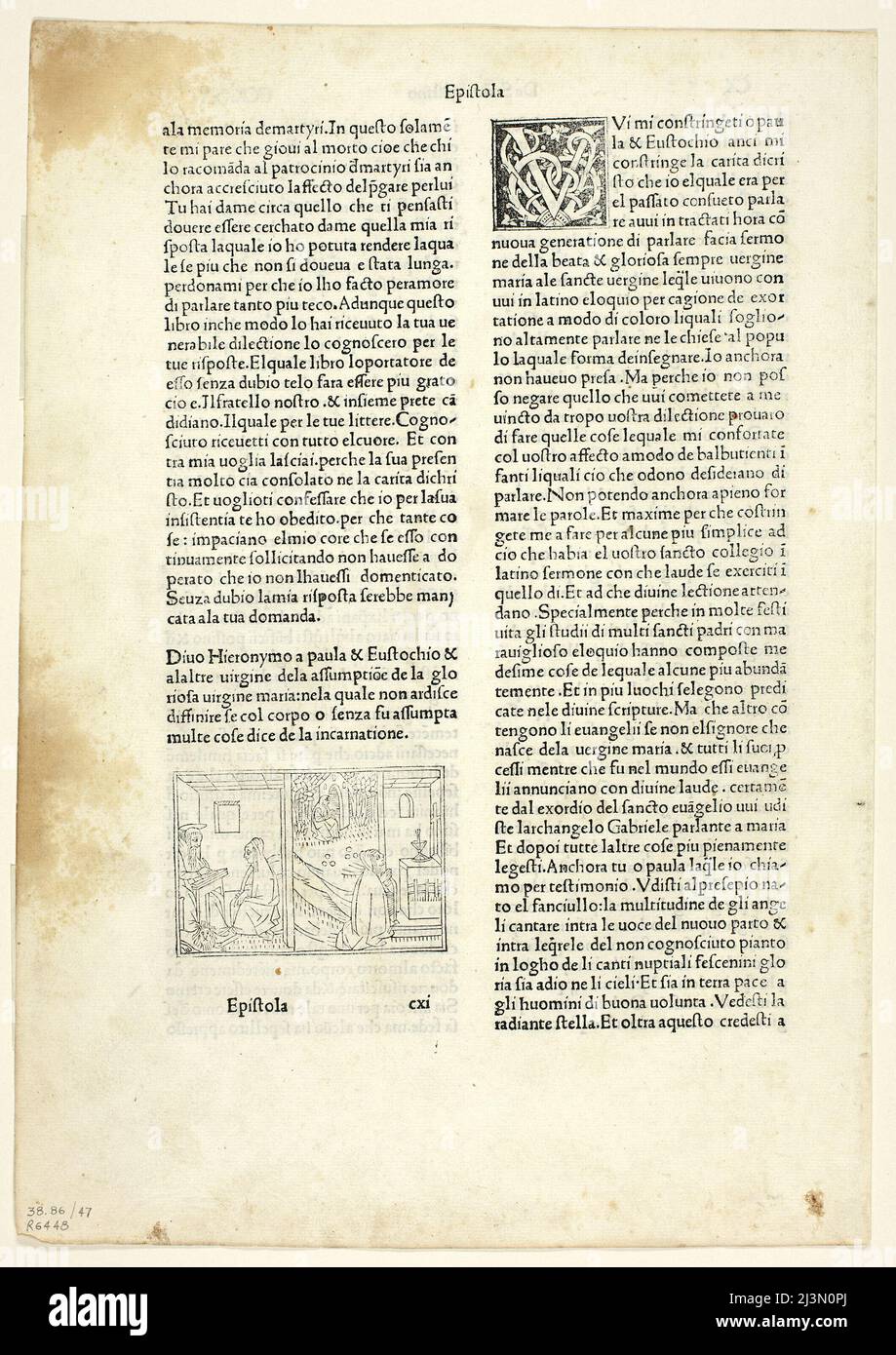 Epistola CXI a Paula ed Eustochio da Epistolae (lettere di San Girolamo), piatto 47 da tagli di legno da Libri del 15th secolo, 1497, portafoglio assemblato 1929. Foto Stock