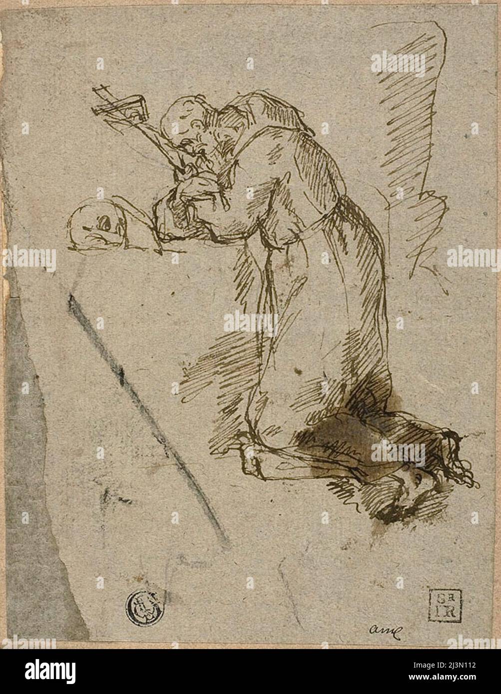 San Francesco d'Assisi in preghiera, n.d. Foto Stock