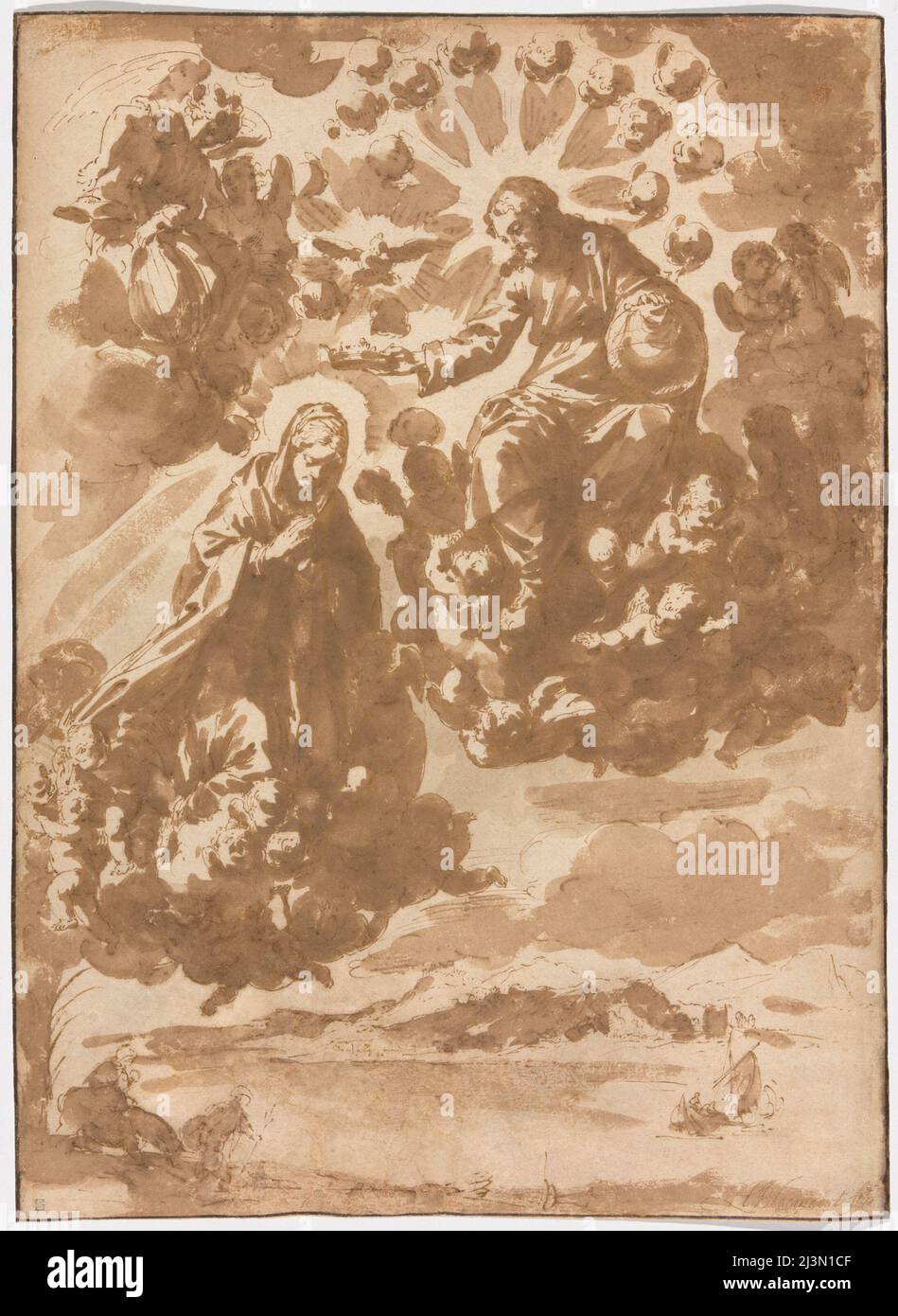 L'incoronazione della Vergine e la fuga in Egitto, 1648/71. Foto Stock