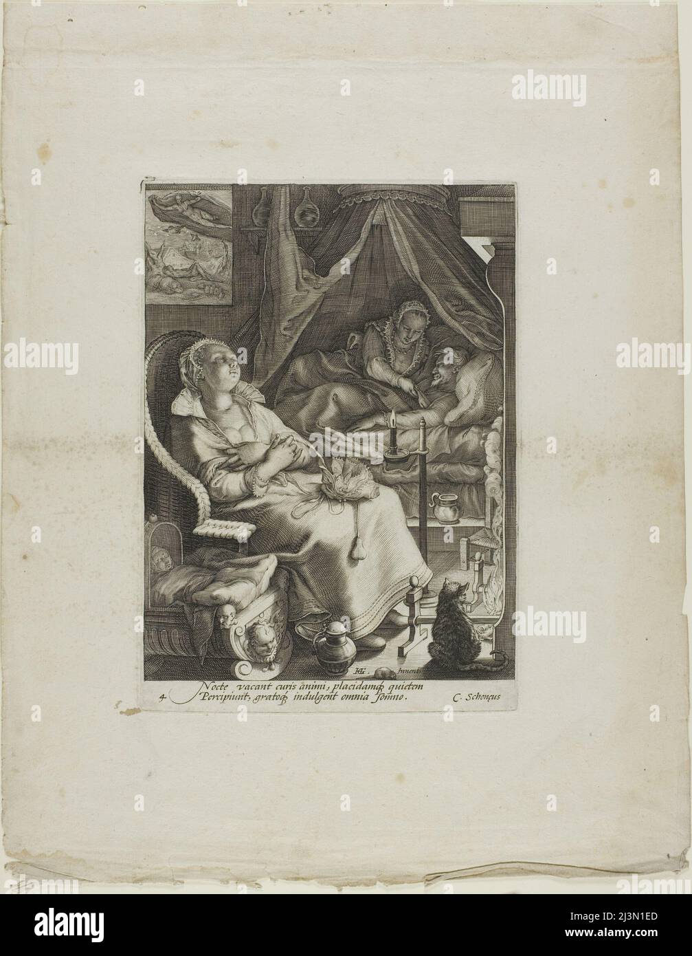 Notte, piatto quattro da quattro volte di giorno, c.1595. Foto Stock