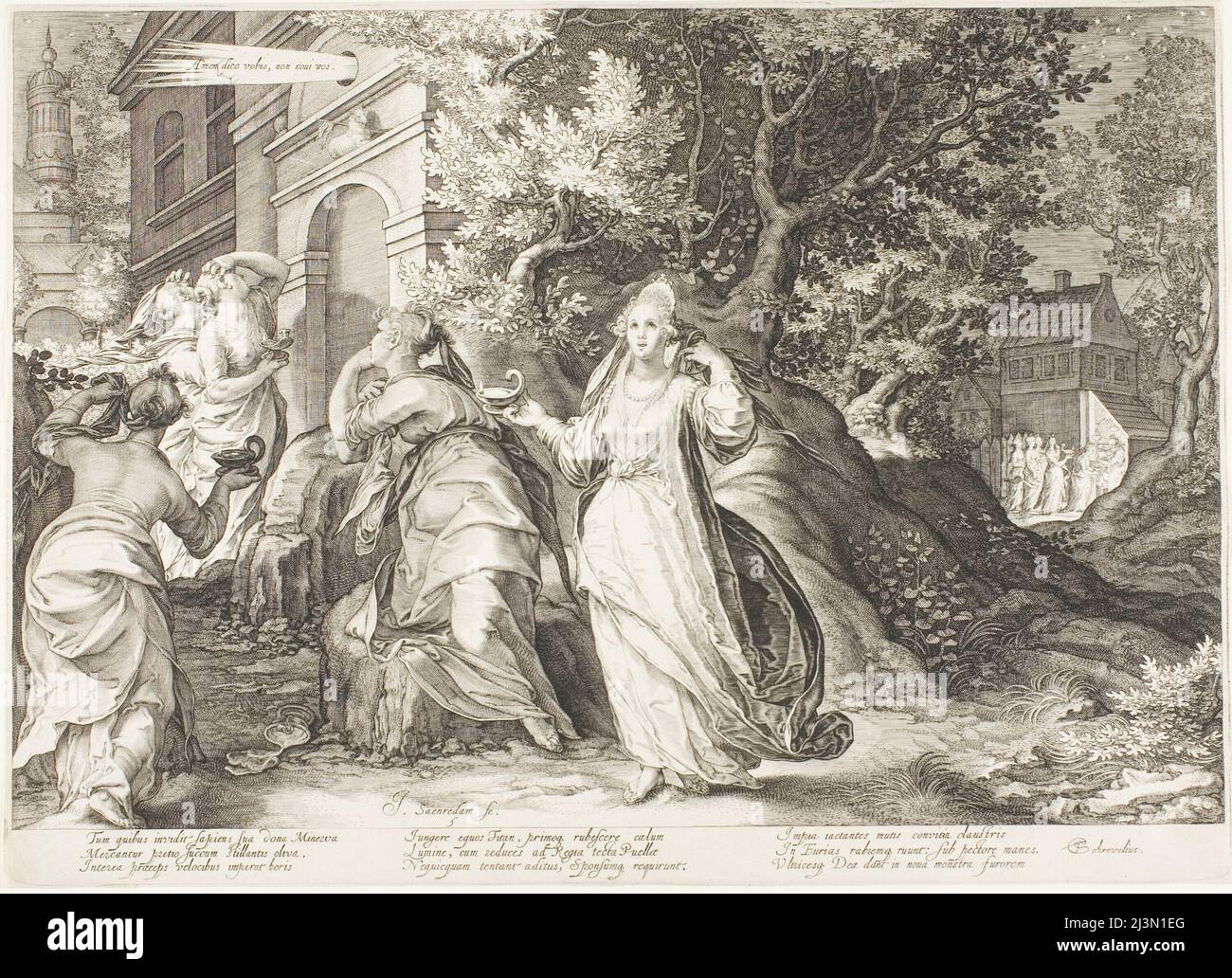 Piatto cinque, da cinque Wise e cinque vergini stolti, 1606. Foto Stock