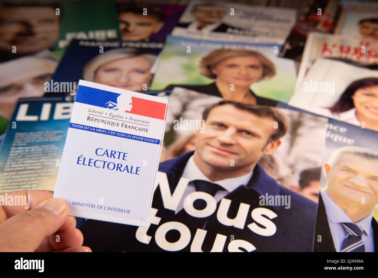 Francia, Parigi, aprile 2022, le dodici professioni di fede per la campagna presidenziale 2022 in Francia Foto Stock