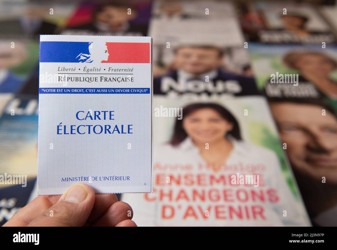 Francia, Parigi, aprile 2022, le dodici professioni di fede per la campagna presidenziale 2022 in Francia Foto Stock