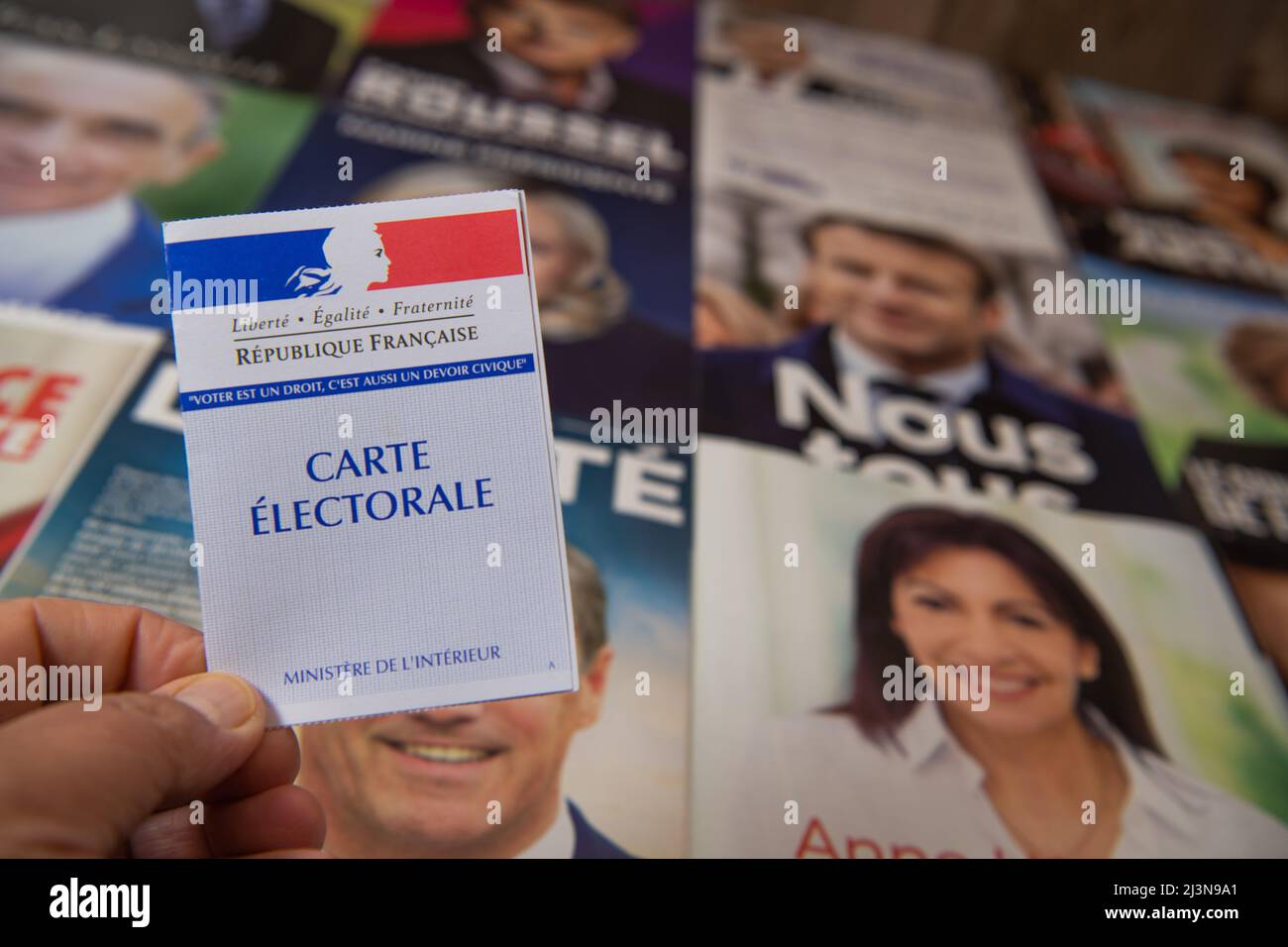 Francia, Parigi, aprile 2022, le dodici professioni di fede per la campagna presidenziale 2022 in Francia Foto Stock