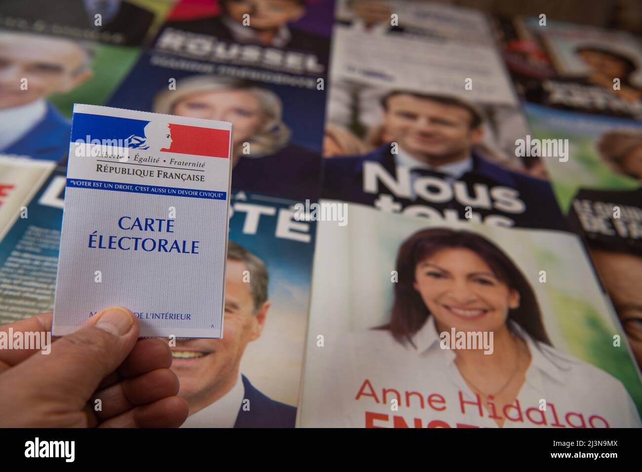 Francia, Parigi, aprile 2022, le dodici professioni di fede per la campagna presidenziale 2022 in Francia Foto Stock