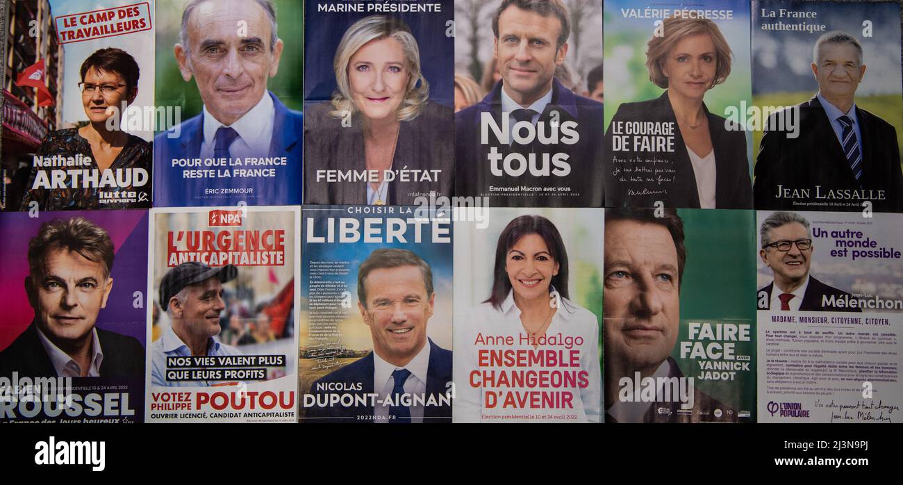 Francia, Parigi, aprile 2022, le dodici professioni di fede per la campagna presidenziale 2022 in Francia Foto Stock