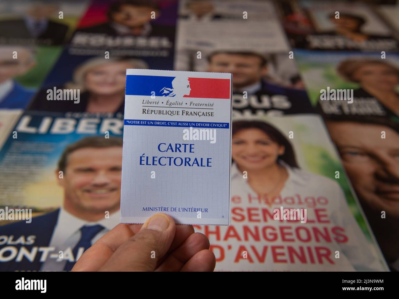 Francia, Parigi, aprile 2022, le dodici professioni di fede per la campagna presidenziale 2022 in Francia Foto Stock