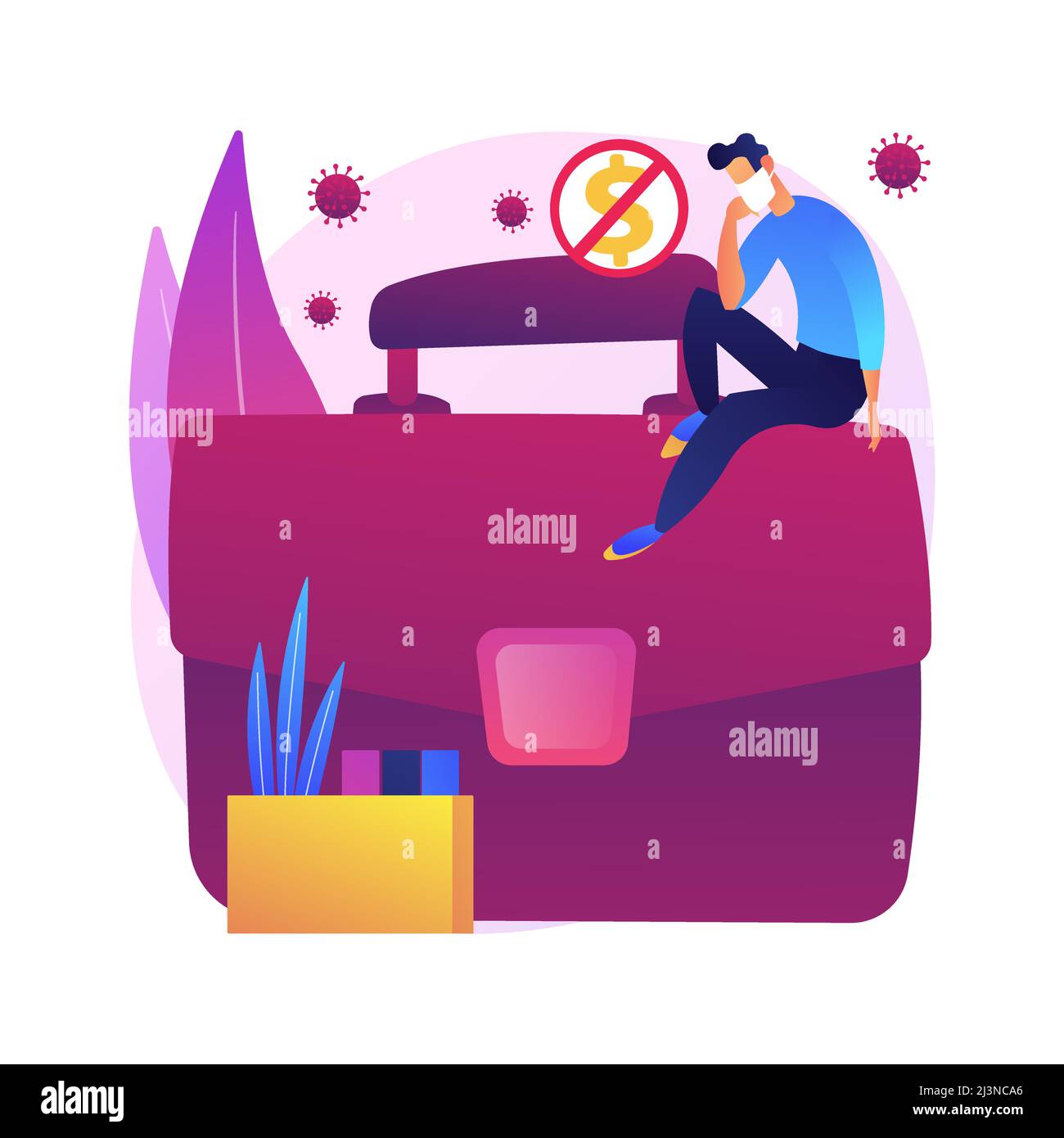 Illustrazione vettoriale del concetto astratto di disoccupazione. Tasso di disoccupazione temporaneo, ricerca di problemi di lavoro, statistiche sulle crisi economiche, processo di ricerca di posti di lavoro, Illustrazione Vettoriale