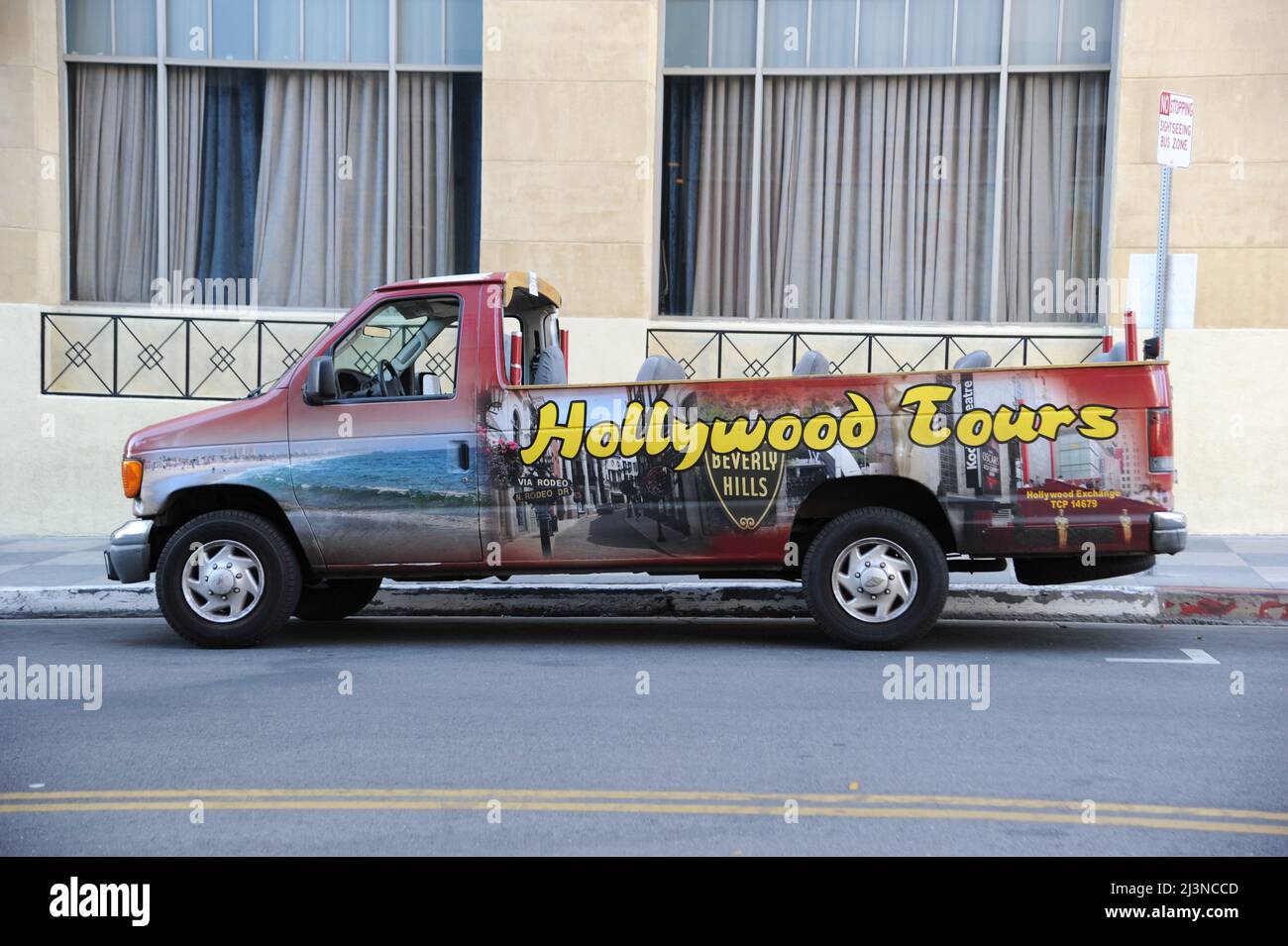 Tour in autobus su Hollywood Boulevard, Los Angeles, California, Stati Uniti Foto Stock