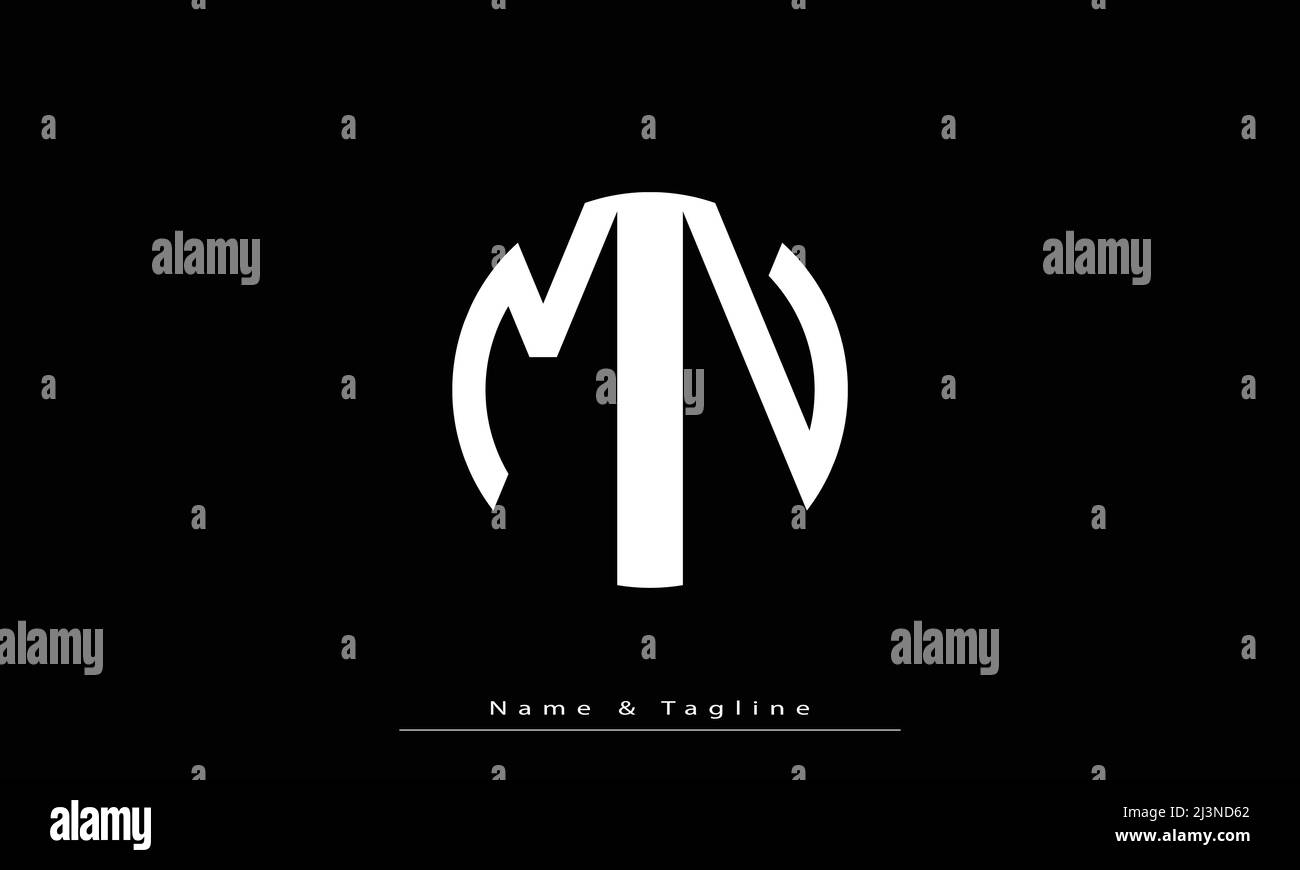 Lettere alfabetiche iniziali logo monogramma MN, NM Illustrazione Vettoriale