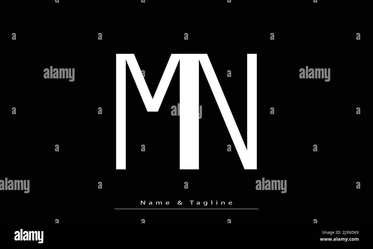 Lettere alfabetiche iniziali logo monogramma MN, NM Illustrazione Vettoriale